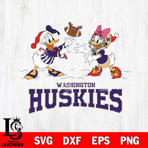 Washington Huskies Donald Duck & Daisy Duck Football Cricut,Christmas SVG DXF EPS PNG FILE, NCAA Digital Download,Instant Download, Silhouette