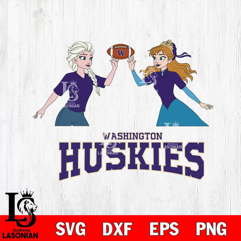 Washington Huskies Elsa & Anna Football Cricut,Christmas SVG DXF EPS PNG FILE, NCAA Digital Download,Instant Download, Silhouette