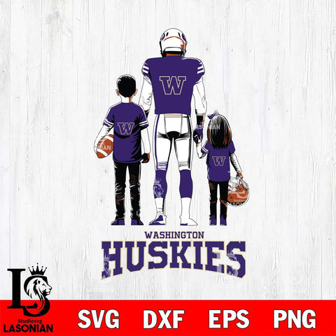 Washington Huskies Father And Child Football SVG DXF EPS PNG FILE,NCAA SVG, Father day Digital Download,Instant Download, Silhouette