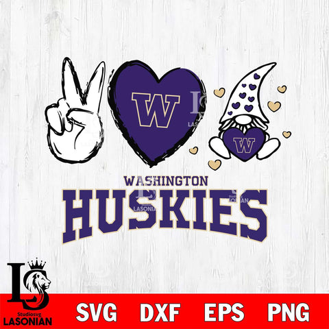 Washington Huskies Gnomes Peace & Love Svg Eps Dxf Png File, Digital Download, Instant Download