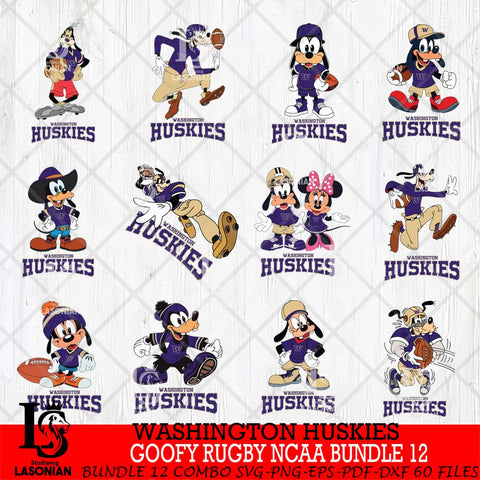 Washington Huskies Goofy Rugby Disney NCAA Bundle 12 SVG DXF EPS PNG FILE,NCAA bundle svg ,Football Digital Download,Instant Download, Silhouette