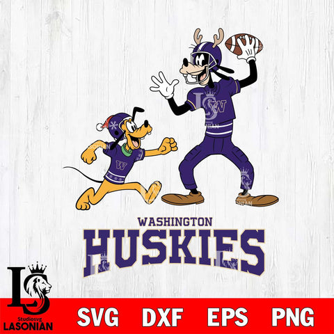 Washington Huskies Goofy & Pluto Football Cricut,Christmas SVG DXF EPS PNG FILE, NCAA Digital Download,Instant Download, Silhouette