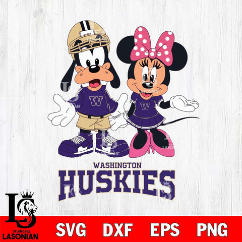 Washington Huskies Goofy and Minnie mouse Football SVG DXF EPS PNG FILE,NCAA svg ,Football Digital Download,Instant Download, Silhouette
