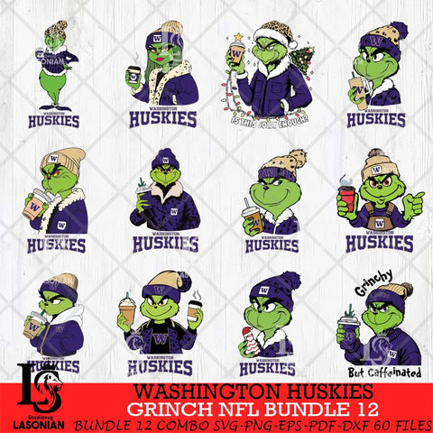 Washington Huskies Grinch NFL Bundle 12 SVG Eps Dxf Png File, Digital Download, Instant Download