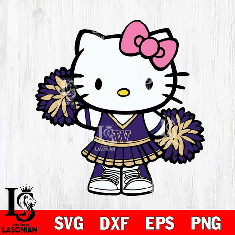 Washington Huskies Hello Kitty Cheerleader 11 Svg Eps Dxf Png File, Digital Download, Instant Download