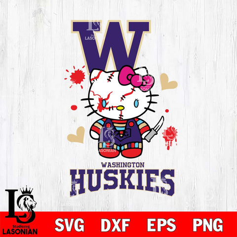 Washington Huskies Hello Kitty Horror 2 Svg Eps Dxf Png File, Digital Download