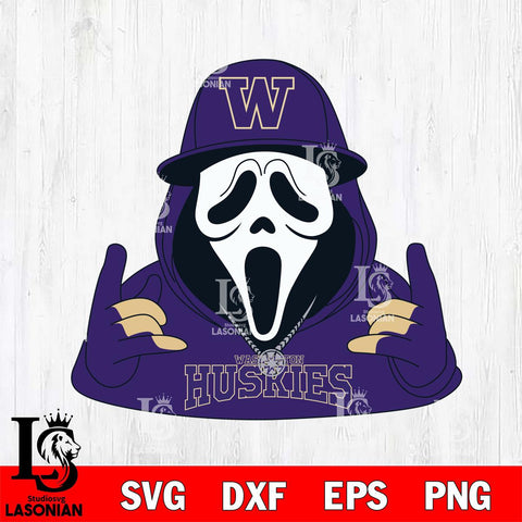 Washington Huskies Horror Character Ghostface Sport Svg Eps Dxf Png File, NCAA svg, Digital Download, Instant Download