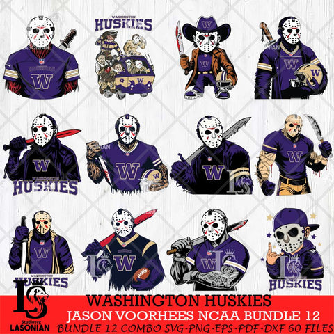 Washington Huskies Jason Voorhees Horror Bundle 12 SVG Eps Dxf Png File, bundle NCAA svg, Digital Download, Instant Download