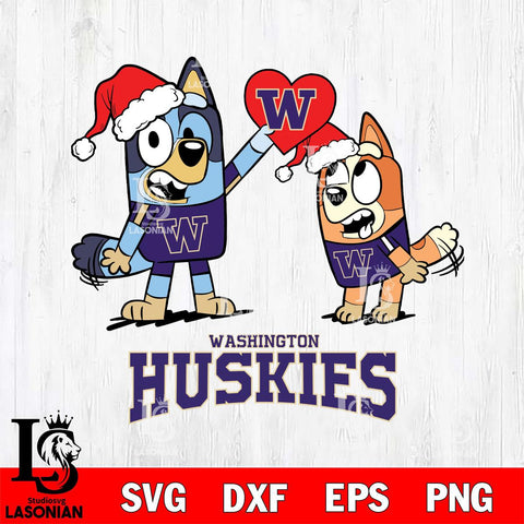 Washington Huskies Love Bluey Christmas Svg Eps Dxf Png File, Digital Download