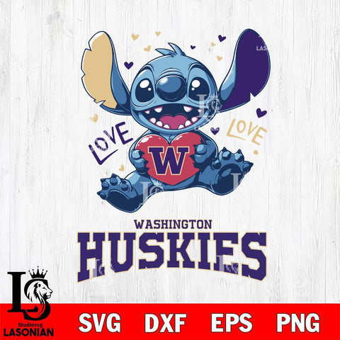 Washington Huskies Love Stitch, Svg Eps Dxf Png File, Digital Download