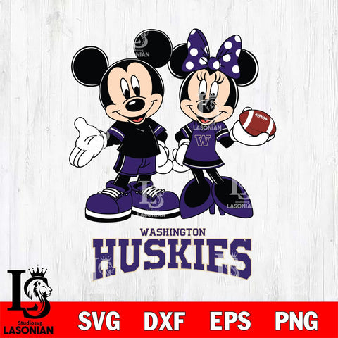 Washington Huskies Mickey Minnie Football Svg Eps Dxf Png File, NCAA svg , Digital Download , Instant Download, Cricut File