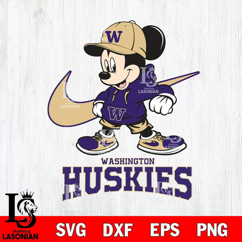 Washington Huskies Mickey Mouse NIKE, Svg Eps Dxf Png File, Digital Download