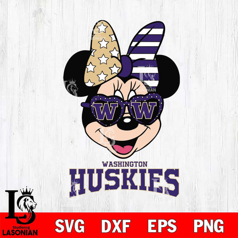 Washington Huskies Minnie Mouse Love 2, Svg Eps Dxf Png File, Digital Download
