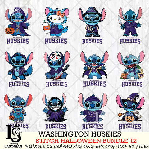 Washington Huskies Stitch Horror Bundle 12 SVG Svg Eps Dxf Png File, NCAA svg, Digital Download, Instant Download