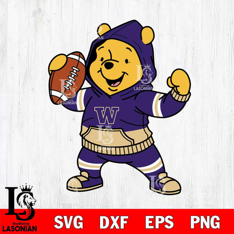 Washington Huskies Winnie The Pooh Disney Football Christmas File Cut, NCAA SVG DXF EPS PNG FILE, Digital Download , Criucut , Silhouette