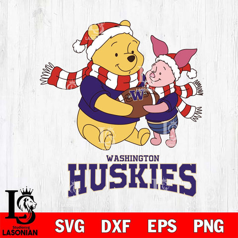 Washington Huskies Winnie the Pooh & Piglet Football Cricut,Christmas SVG DXF EPS PNG FILE, NCAA Digital Download,Instant Download, Silhouette