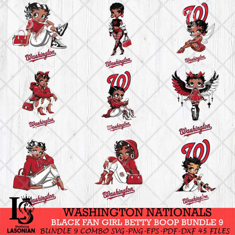 Washington Nationals Black Fan Girl Betty Boop Bundle 9, Svg Eps Dxf Png File, Digital Download