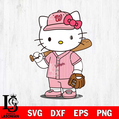 Washington Nationals Hello Kitty Pink Player SVG DXF EPS PNG FILE, MLB File Cut,Hello Kitty Digital Download,Instant Download, Silhouette