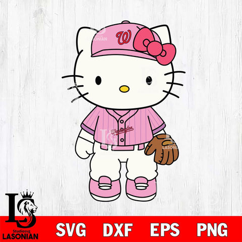 Washington Nationals Hello Kitty Pink Player baseball SVG DXF EPS PNG FILE, MLB File Cut,Hello Kitty Digital Download,Instant Download, Silhouette