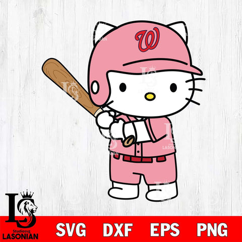 Washington Nationals Hello Kitty Player SVG DXF EPS PNG FILE, MLB File Cut,Hello Kitty Digital Download,Instant Download, Silhouette