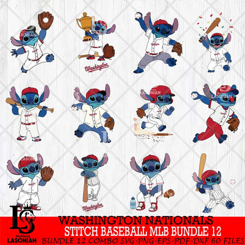 Washington Nationals Stitch Baseball MLB Bundle 12 SVG DXF EPS PNG FILE, bundle MLB File Cut, Digital Download,Instant Download, Silhouette, Cricut