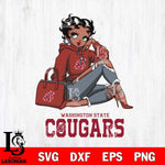 Washington State Cougars Awesome Black Fan Girl Betty Boop, Svg Eps Dxf Png File, Digital Download