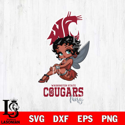 Washington State Cougars Beauty Black Fairy Betty Boop, Svg Eps Dxf Png File, Digital Download