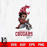 Washington State Cougars Beauty Black Fan Girl Football, Svg Eps Dxf Png File, Digital Download