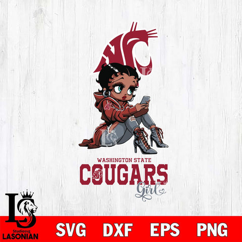 Washington State Cougars Beauty Black Fan Girl Football, Svg Eps Dxf Png File, Digital Download