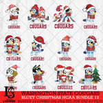 Washington State Cougars Bluey Christmas NCAA Bundle 12 Cricut File Cut Files , Bluey Cricut , Christmas Svg , Bluey svg , Digital Download, dxf eps png pdf file