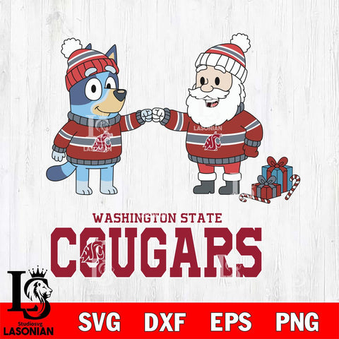 Washington State Cougars Bluey With Satan Christmas File Cut, NCAA SVG DXF EPS PNG FILE, Digital Download,Instant Download, Silhouette