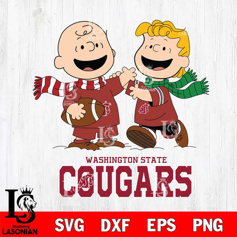 Washington State Cougars Charlie Brown & Linus Football Cricut,Christmas SVG DXF EPS PNG FILE, NCAA Digital Download,Instant Download, Silhouette