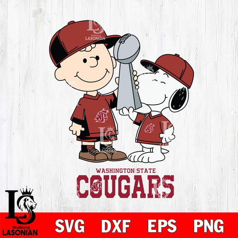 Washington State Cougars Charlie Brown and Snoopy Champions Svg Eps Dxf Png File, NCAA svg , Digital Download , Instant Download, Cricut File