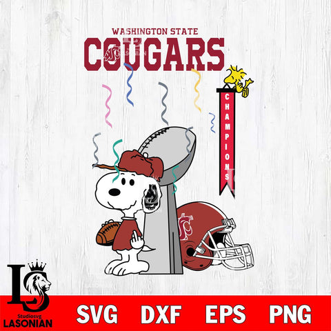 Washington State Cougars Charlie Brown and Snoopy Super Bowl Svg Eps Dxf Png File, NCAA svg , Digital Download , Instant Download, Cricut File