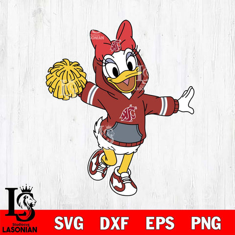 Washington State Cougars Daisy Duck Cheerleader Christmas File Cut, NCAA SVG DXF EPS PNG FILE, Digital Download , Criucut , Silhouette