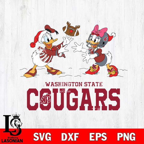 Washington State Cougars Donald Duck & Daisy Duck Football Cricut,Christmas SVG DXF EPS PNG FILE, NCAA Digital Download,Instant Download, Silhouette