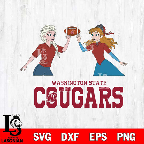 Washington State Cougars Elsa & Anna Football Cricut,Christmas SVG DXF EPS PNG FILE, NCAA Digital Download,Instant Download, Silhouette