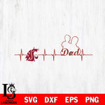 Washington State Cougars Father Heart Beat Svg Eps Dxf Png File, Digital Download, Instant Download