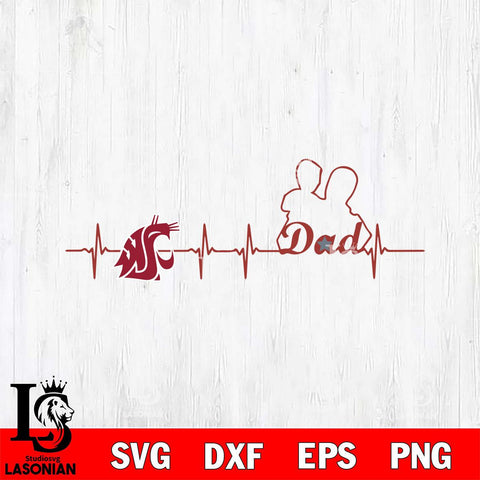 Washington State Cougars Father Heart Beat Svg Eps Dxf Png File, Digital Download, Instant Download