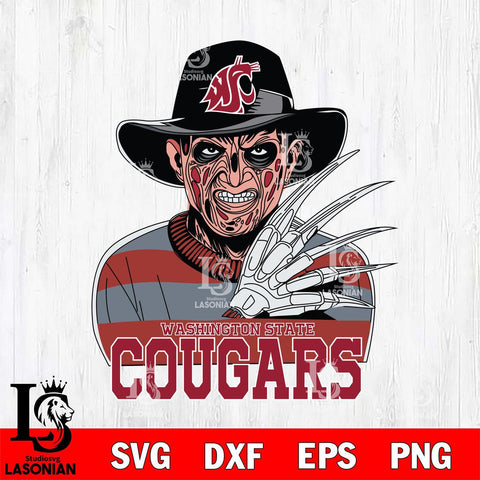 Washington State Cougars Freddy Krueger Horror Halloween Svg Eps Dxf Png File, NCAA svg, Digital Download, Instant Download