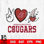 Washington State Cougars Gnomes Peace & Love Svg Eps Dxf Png File, Digital Download, Instant Download
