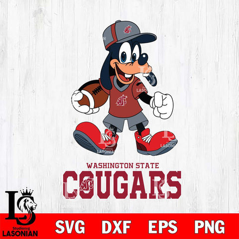 Washington State Cougars Goofy Football Player SVG DXF EPS PNG FILE,NCAA svg ,Football Digital Download,Instant Download, Silhouette