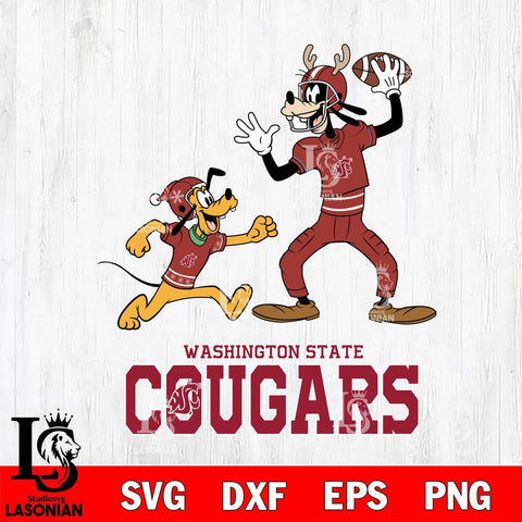 Washington State Cougars Goofy & Pluto Football Cricut,Christmas SVG DXF EPS PNG FILE, NCAA Digital Download,Instant Download, Silhouette