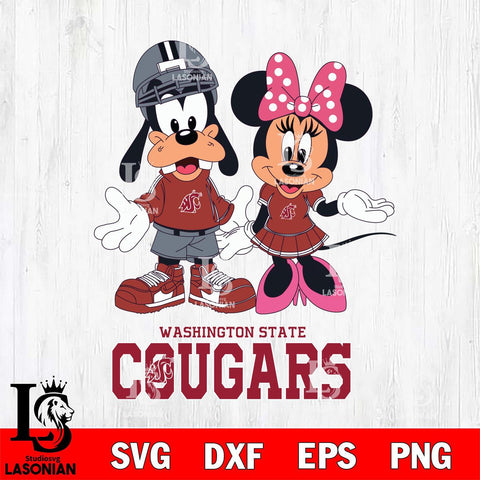 Washington State Cougars Goofy and Minnie mouse Football SVG DXF EPS PNG FILE,NCAA svg ,Football Digital Download,Instant Download, Silhouette