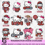 Washington State Cougars Hello Kitty Bundle 12 SVG Svg Eps Dxf Png File, Digital Download, Instant Download