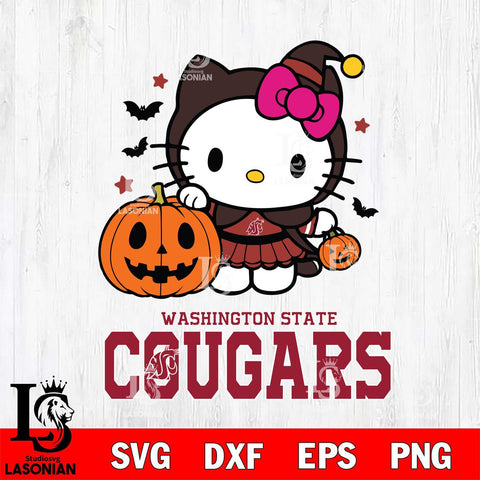Washington State Cougars Hello Kitty Horror 1 Svg Eps Dxf Png File, Digital Download