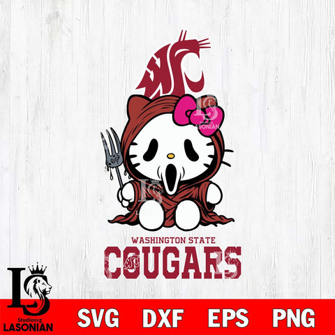 Washington State Cougars Hello Kitty Horror 4 Svg Eps Dxf Png File, Digital Download