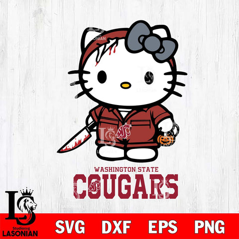 Washington State Cougars Hello Kitty Horror 5 Svg Eps Dxf Png File, Digital Download