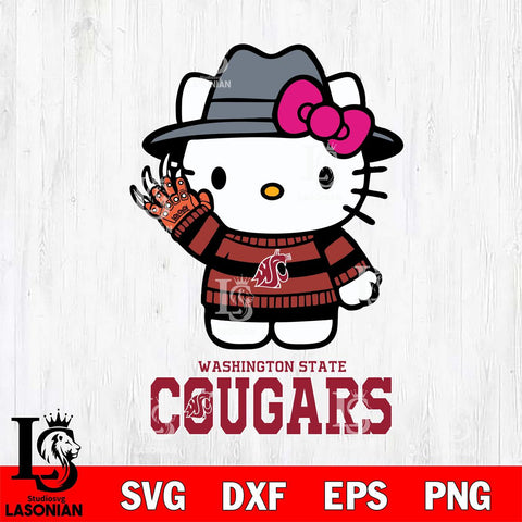 Washington State Cougars Hello Kitty Horror 6 Svg Eps Dxf Png File, Digital Download