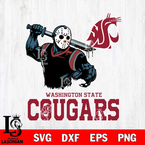 Washington State Cougars Jason Voorhees 5 Svg Eps Dxf Png File, Digital Download